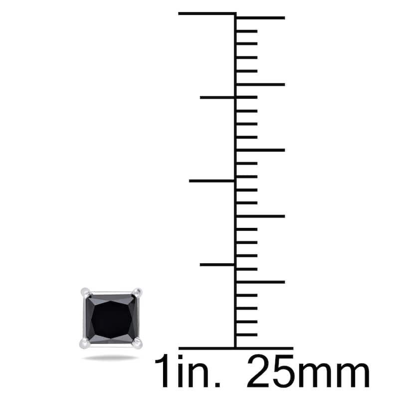 Miadora 14k Gold 1ct TDW Princess Black Diamond Stud Earrings