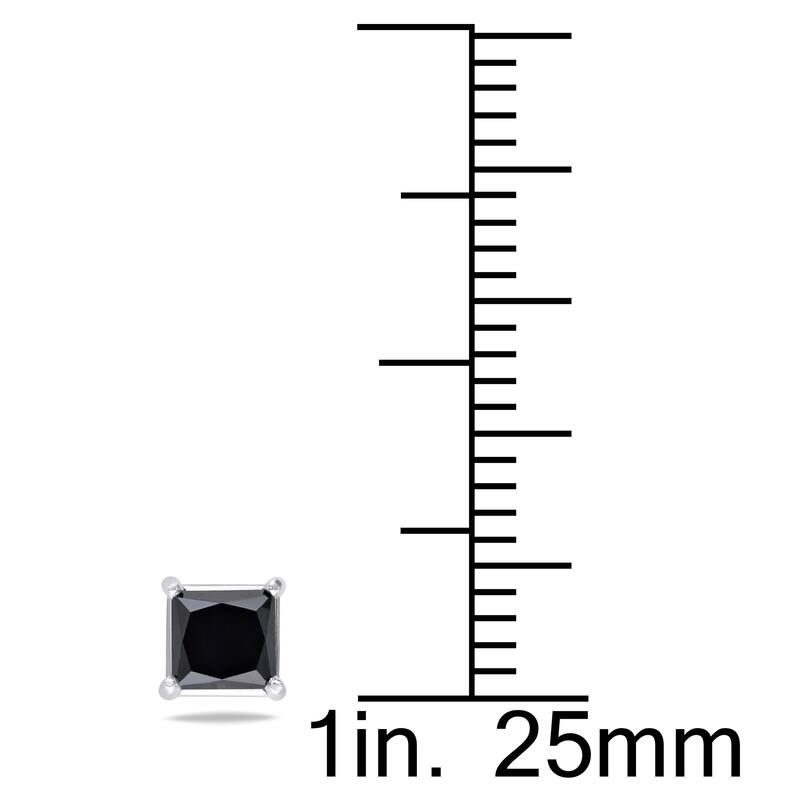 Miadora 14k Gold 1ct TDW Princess Black Diamond Stud Earrings
