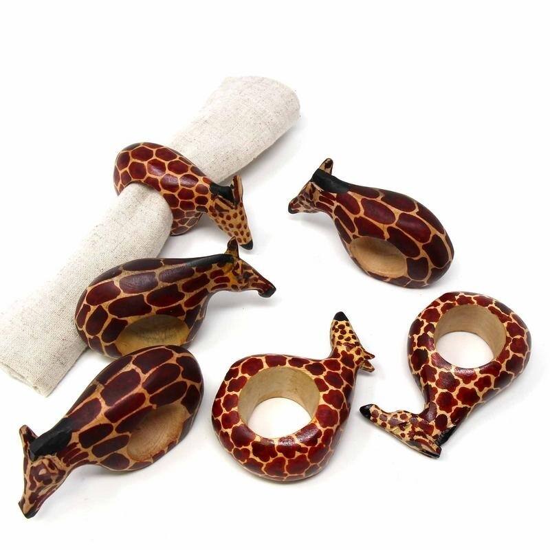 Handmade Safari Napkin Rings Set of 6 (Kenya) - Giraffe