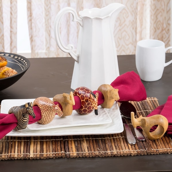 Handmade Set of Six Safari Napkin Rings (Kenya)