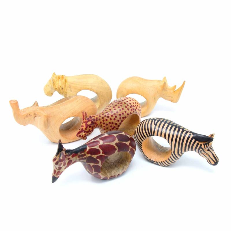 Handmade Safari Napkin Rings Set of 6 (Kenya) - Safari Collection