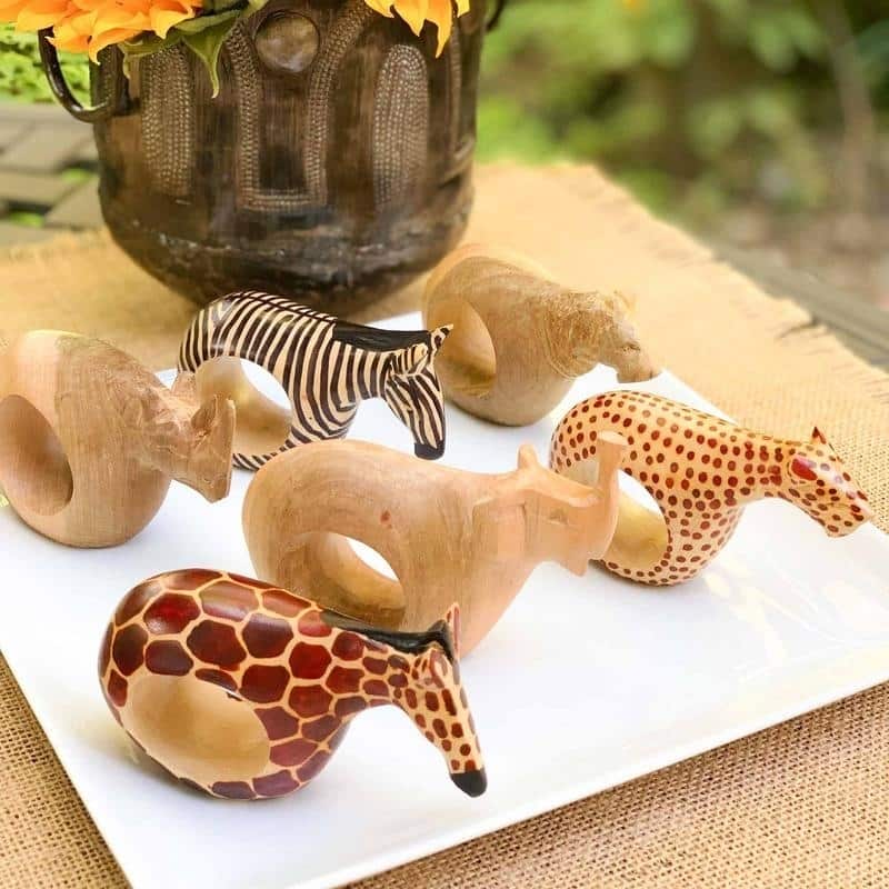 Handmade Safari Napkin Rings Set of 6 (Kenya)
