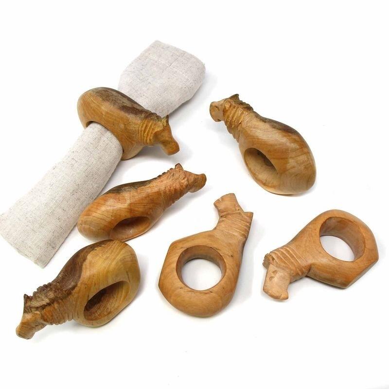 Handmade Safari Napkin Rings Set of 6 (Kenya) - Lion