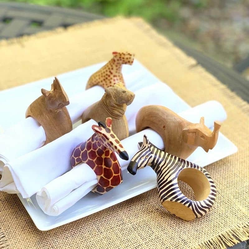 Handmade Safari Napkin Rings Set of 6 (Kenya)