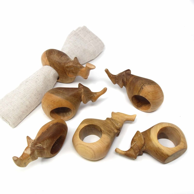 Handmade Safari Napkin Rings Set of 6 (Kenya) - Elephant