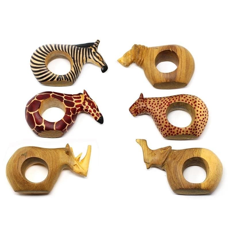 Handmade Safari Napkin Rings Set of 6 (Kenya)