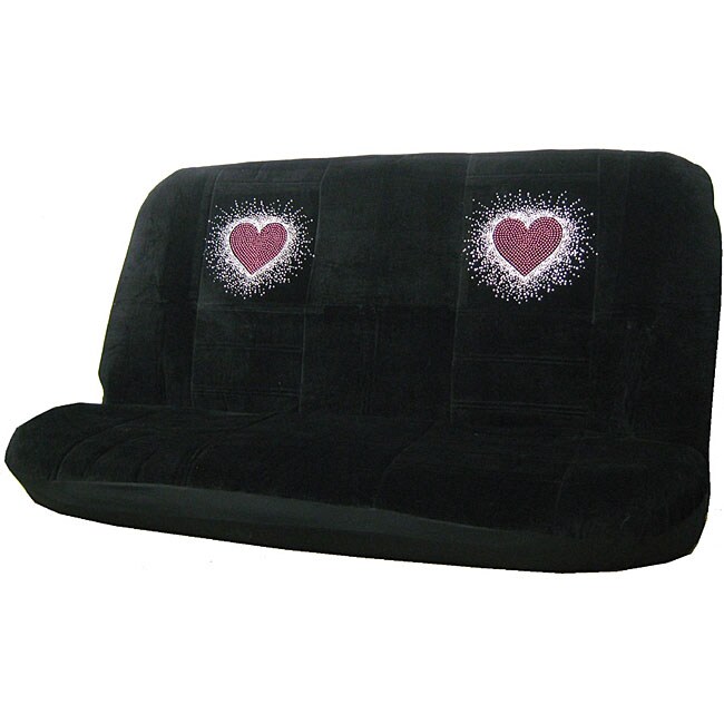 Sweet Red Heart Rhinestone Bench Seat Cover