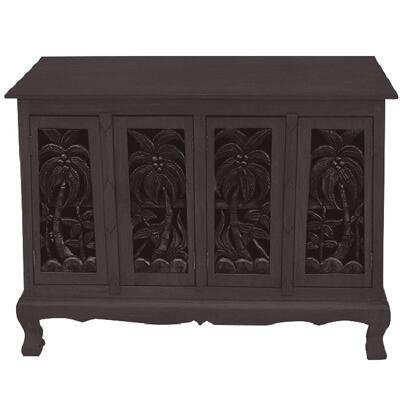 Handmade Acacia Wood Palm Tree Carved Cabinet (Thailand)