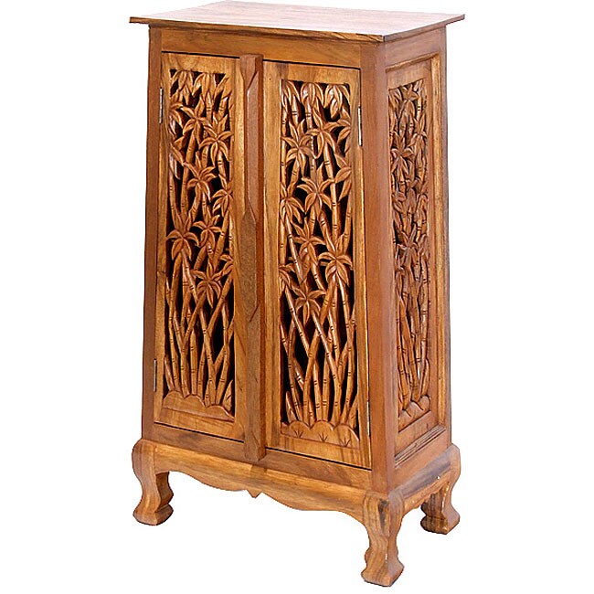 Hand carved Bamboo Tree 40 inch Storage Cabinet  