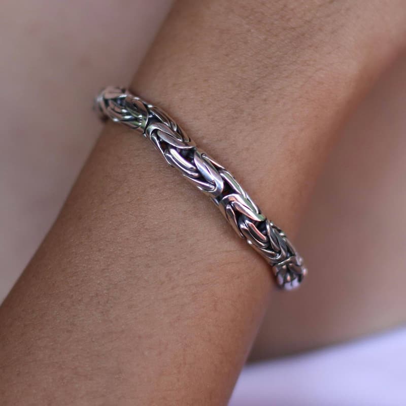NOVICA Handmade Dragon and Naga Snake Chain Bracelet (Indonesia) - Silver