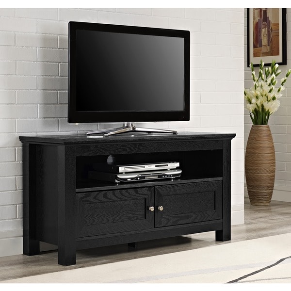 44 in. Black Wood TV Stand - Free Shipping Today ...