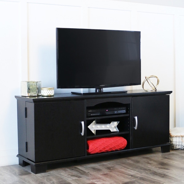 Black Wood 60-inch TV Stand Console - 11552152 - Overstock.com 