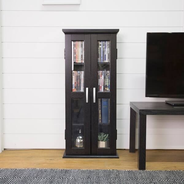 DISCO Black Wood Media Storage Tower