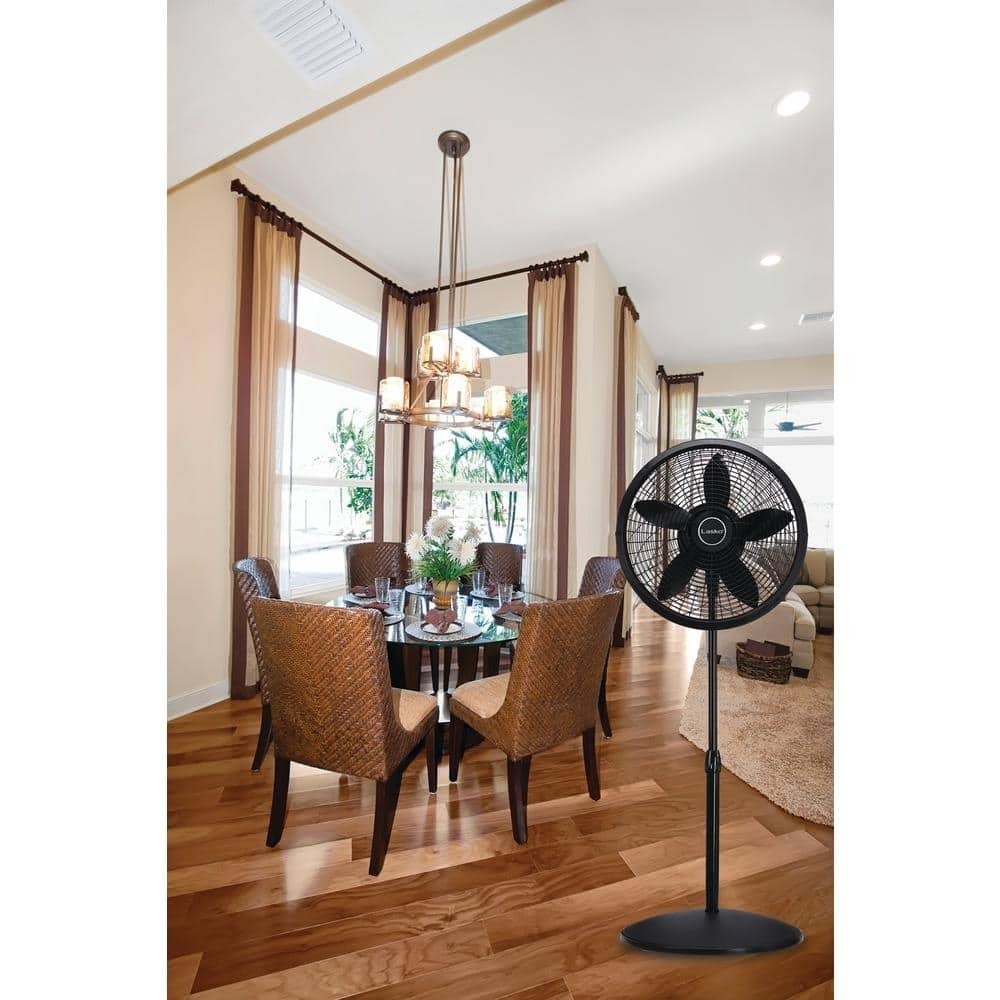 Lasko 18" Oscillating Pedestal Fan with 3 Quiet Speeds 1827 Black Bed
