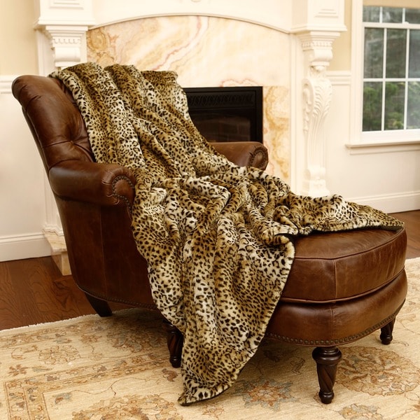 Shop Aurora Home Leopard Print Faux Fur Throw - Free Shipping Today ...