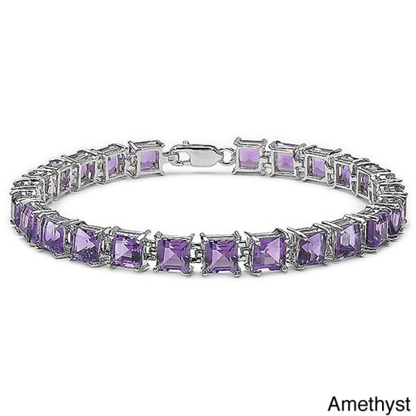 Malaika Sterling Silver Amethyst or Blue Topaz Bracelet