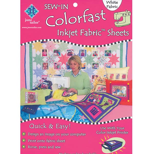 June Tailor Colorfast Sewin 8.5x11 White Inkjet Fabric Sheets (Pack of