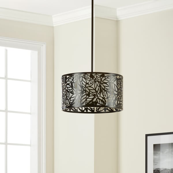 The Curated Nomad Black Glass/Metal Leaf Hanging Light