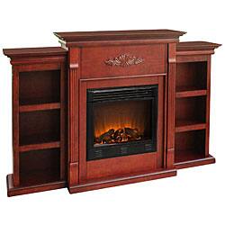 Shop Harper Blvd Dublin 70 Inch Mahogany Bookcase Electric Fireplace With Remote Overstock 3490132