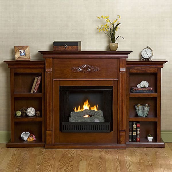 Shop Dublin Gel Fuel Fireplace Wtih Bookcases Free Shipping