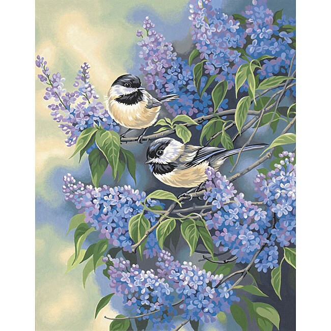 Shop Dimensions Chickadees and Lilacs Paint By Number Kit Free
