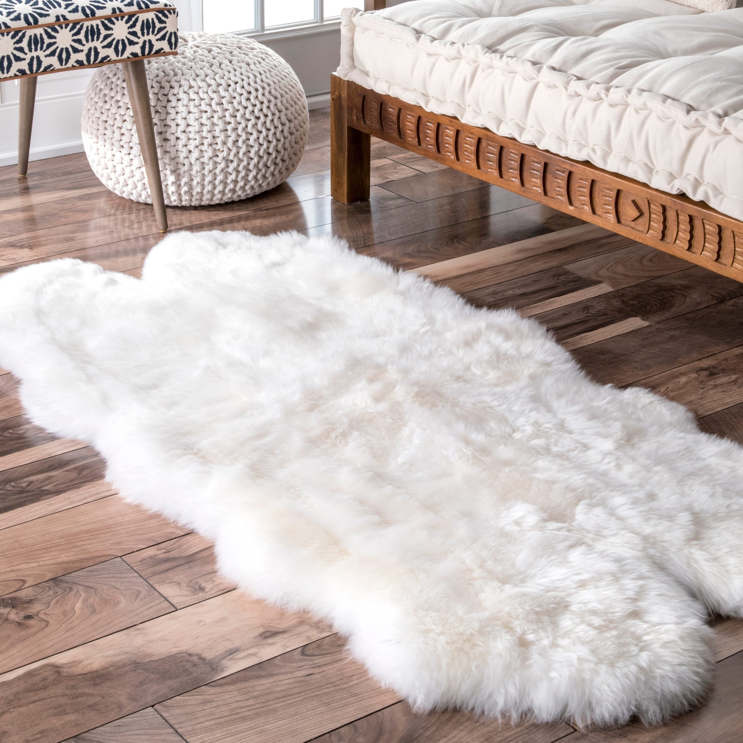 Nuloom Alexa Quatro Sheepskin Wool Four Pelt Shag Rug