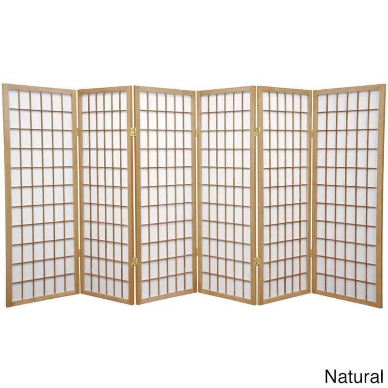 Handmade Wood/Rice Paper 4'3/4/5/6-Panel-Shoji Windowpane Screen - Yellow - 3 Panel