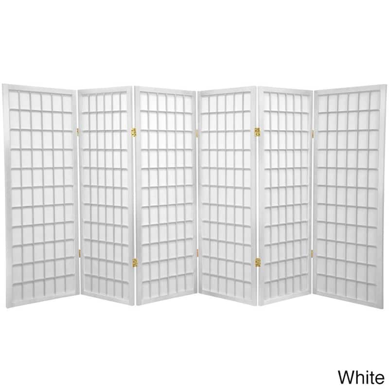 Handmade Wood/Rice Paper 4'3/4/5/6-Panel-Shoji Windowpane Screen - White - 3 Panel
