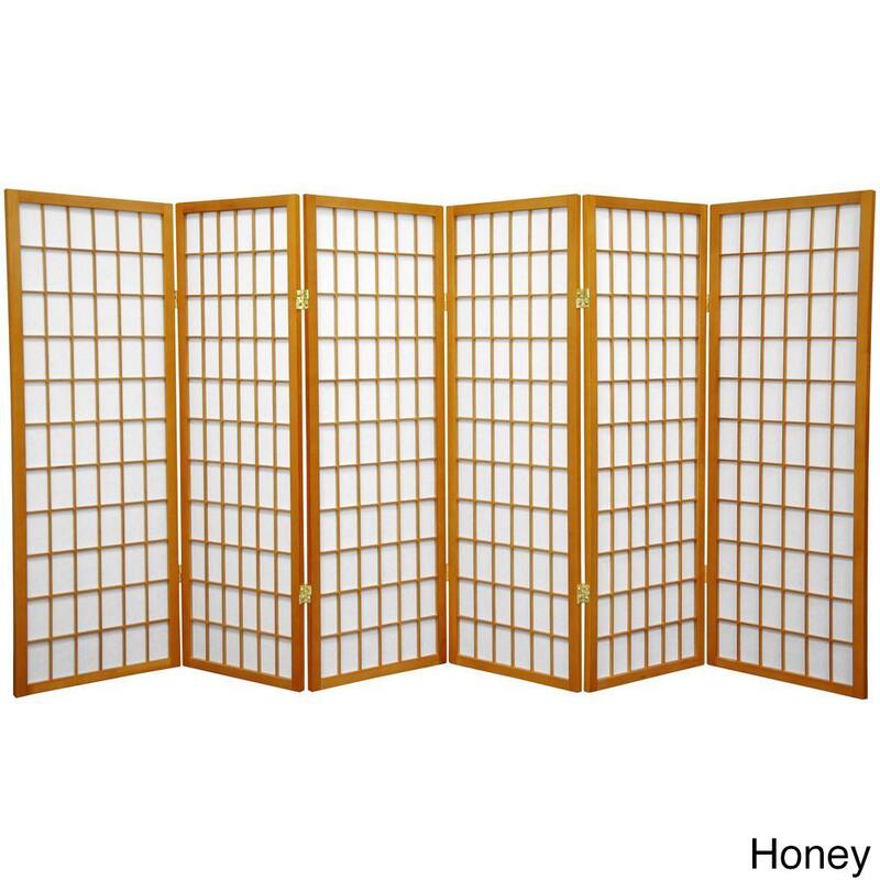 Handmade Wood/Rice Paper 4'3/4/5/6-Panel-Shoji Windowpane Screen - Gold - 3 Panel