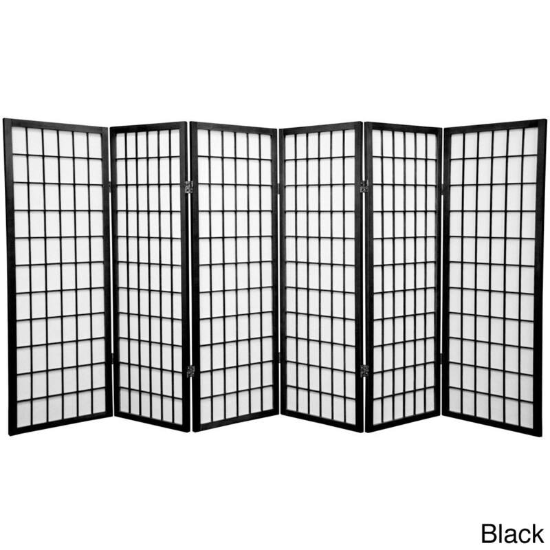 Handmade Wood/Rice Paper 4'3/4/5/6-Panel-Shoji Windowpane Screen - Black - 3 Panel