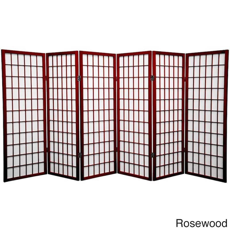 Handmade Wood/Rice Paper 4'3/4/5/6-Panel-Shoji Windowpane Screen - Red - 6 Panel