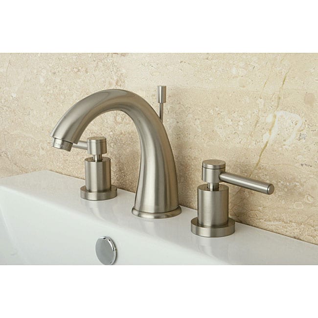 Satin Nickel Wideset Bathroom Faucet - White/Sand