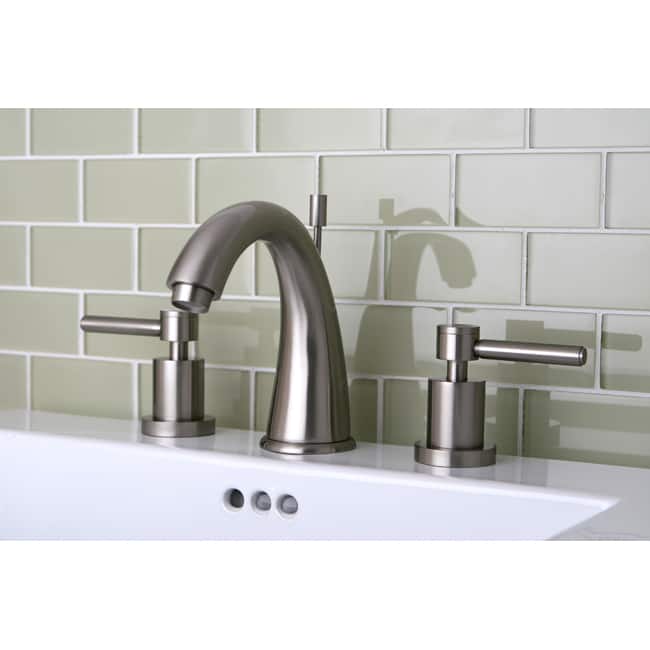 Satin Nickel Wideset Bathroom Faucet - White/Sand