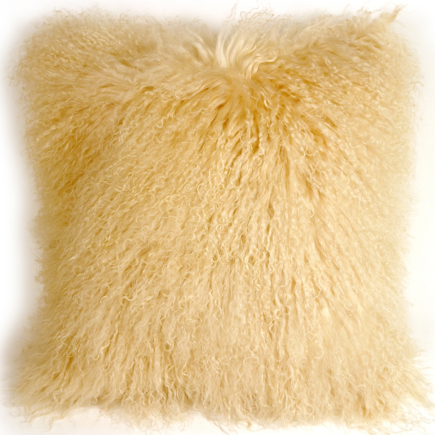 Yellow mongolian hot sale fur pillow