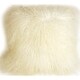 preview thumbnail 18 of 69, Genuine Tibetan Mongolian Sheepskin Wool 18 x 18 Throw Pillow with Pillow Insert Natural White