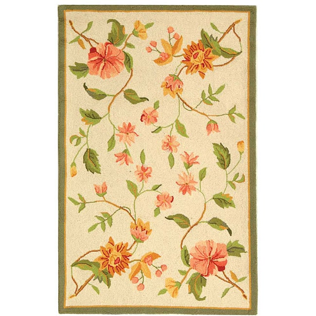 Hand hooked Garden Ivory Wool Runner (26 X 4)