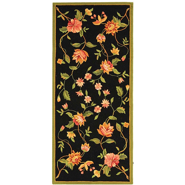 Shop Safavieh Hand-hooked Garden Black Rectangular Wool Runner Rug - 2 ...