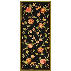 Hand hooked Garden Black Rectangular Wool Runner (2'6 x 6') Safavieh Runner Rugs