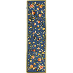 Hand hooked Garden Blue Wool Runner (2'6 x 12') Safavieh Runner Rugs