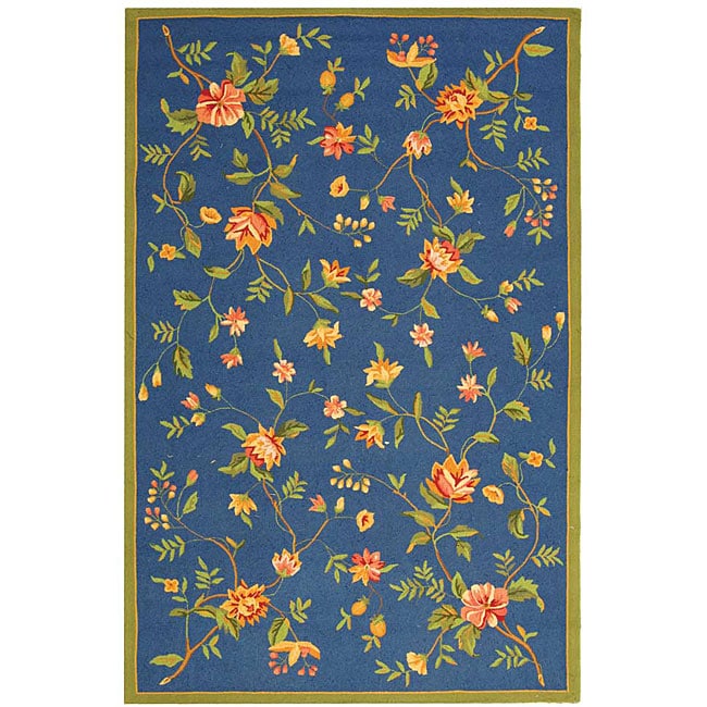 Safavieh Hand-hooked Garden Blue Wool Rug - 7'9 x 9'9