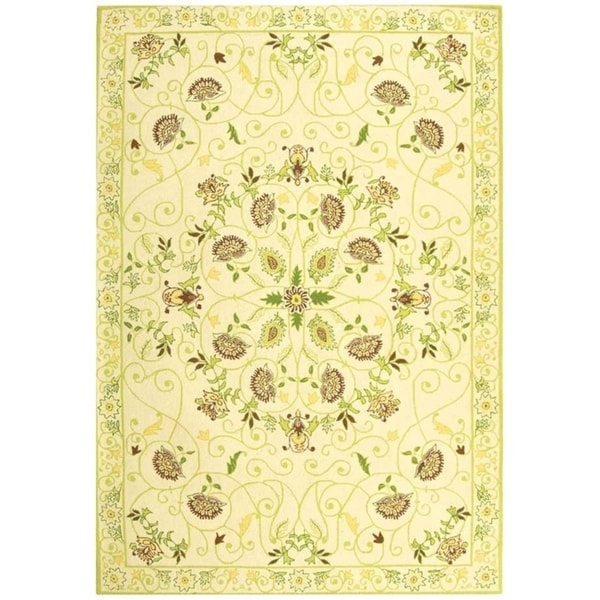Safavieh Hand-hooked Bedford Ivory/ Green Wool Rug - 7'9" x 9'9"