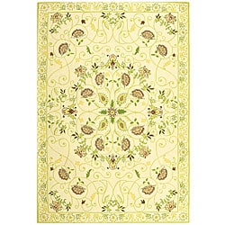 Hand hooked Bedford Ivory/ Green Wool Rug (8'9 x 11'9) Safavieh 7x9   10x14 Rugs