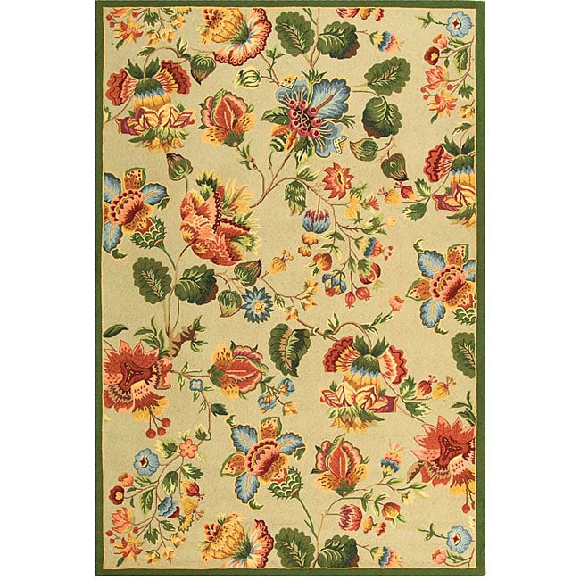 Hand hooked Transitional Sage Wool Rug (6 X 9) (GreenPattern FloralMeasures 0.375 inch thickTip We recommend the use of a non skid pad to keep the rug in place on smooth surfaces.All rug sizes are approximate. Due to the difference of monitor colors, so