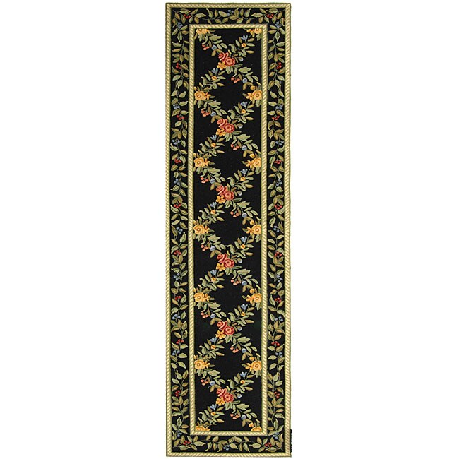 Hand hooked Garden Trellis Ivory Wool Runner (26 X 10) (IvoryPattern FloralMeasures 0.375 inch thickTip We recommend the use of a non skid pad to keep the rug in place on smooth surfaces.All rug sizes are approximate. Due to the difference of monitor co