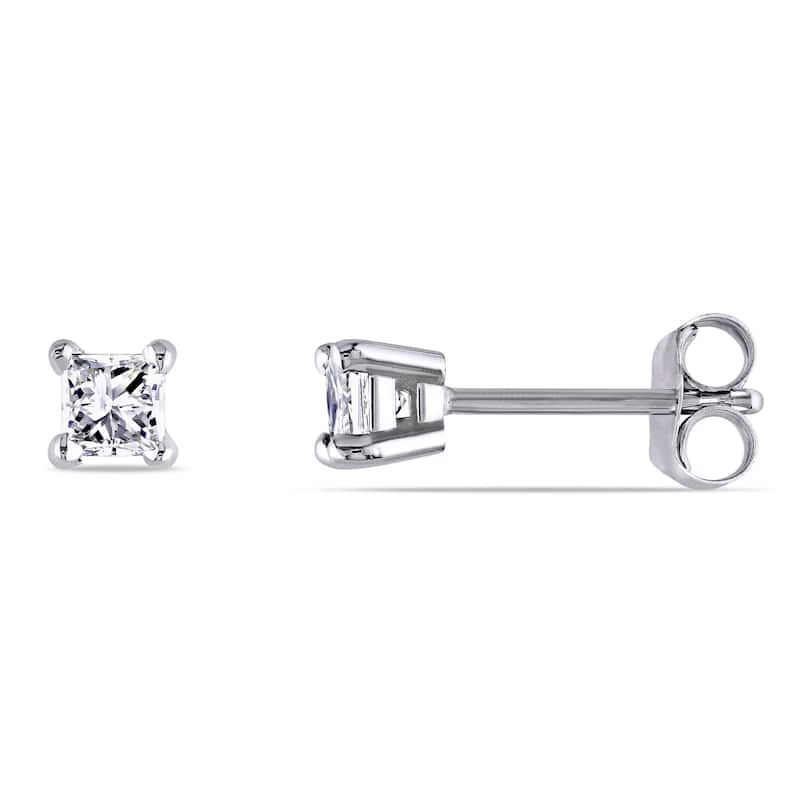 Miadora 14k Gold 1/3ct TDW Princess-cut Diamond Studs