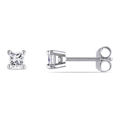 Miadora 14k Gold 1/3ct TDW Princess-cut Diamond Studs