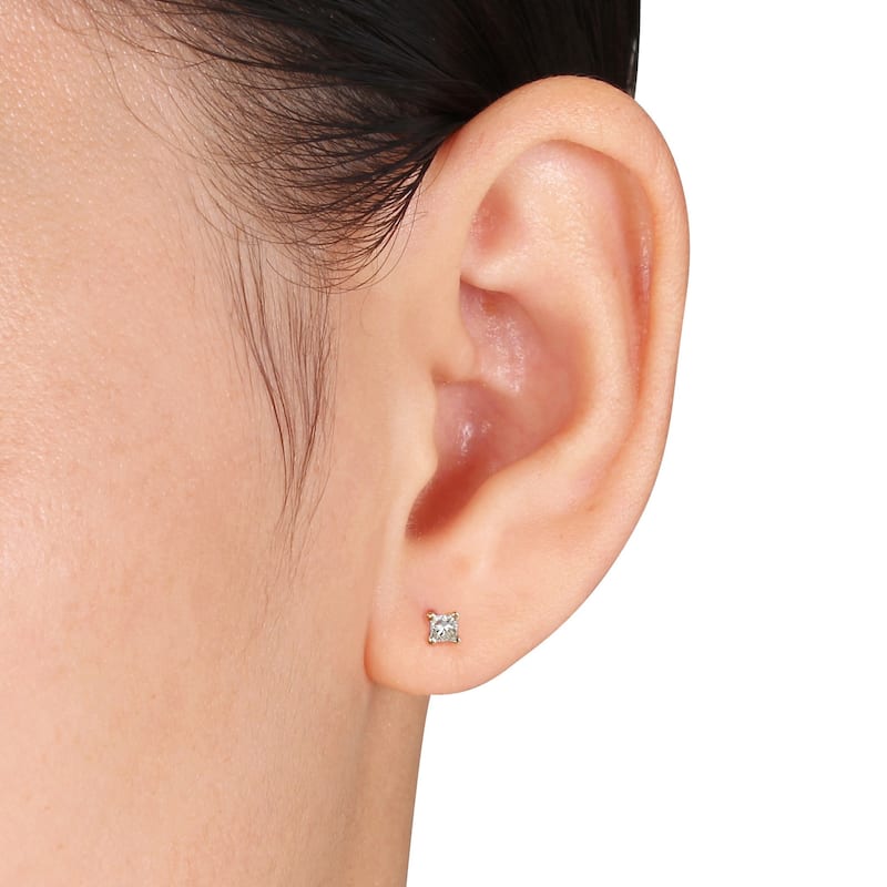 Miadora 14k Gold 1/3ct TDW Princess-cut Diamond Studs