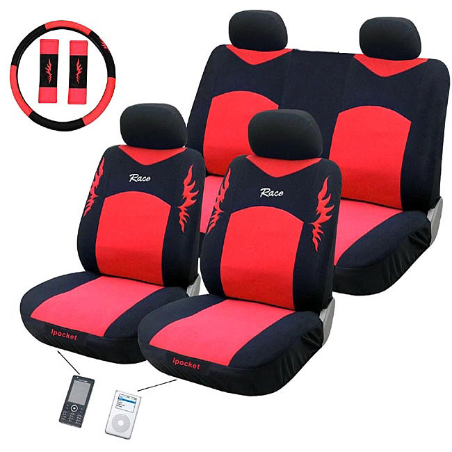 Shop Race Red 11piece Automotive Seat Cover Set Free Shipping Today 3508034