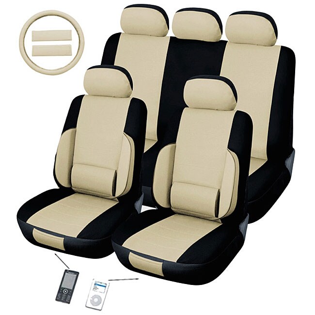 Lumbar Tan 12 Piece Universal Fit Seat Cover Set Airbag Friendly Lumbar Tan 12 Piece Universal Fit Seat Cover Set Airbag Friendly