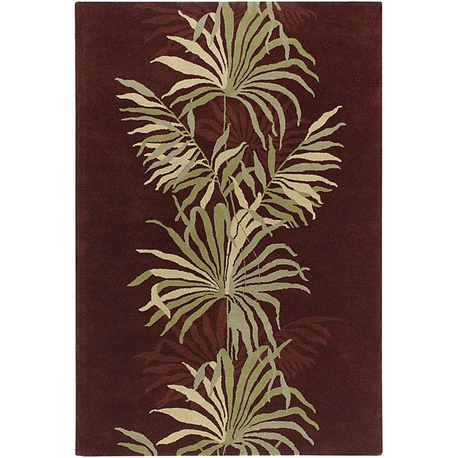 Hand-Tufted Mandara Brown Floral Wool Rug (7'9 x 10'6)